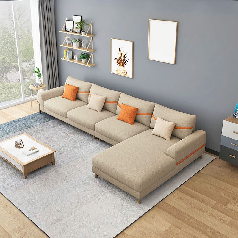 Oreiller sectionnel de tissu dos et canapé sectionnel des bras carrés pour 4 personnes