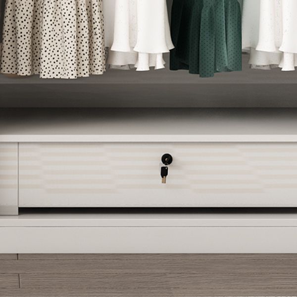 Engineered Wood Wardrobe Cabinet Modern Style White Armoire with Garment Rod Clearhalo 'Armoires & Wardrobes' 'armoires_wardrobes' 'Bedroom Furniture' 'furn' 'furn_armoires_wardrobes' 'Furniture' 1200x1200_5e0d04e0-5cee-4e3a-b966-e7016ad4b210