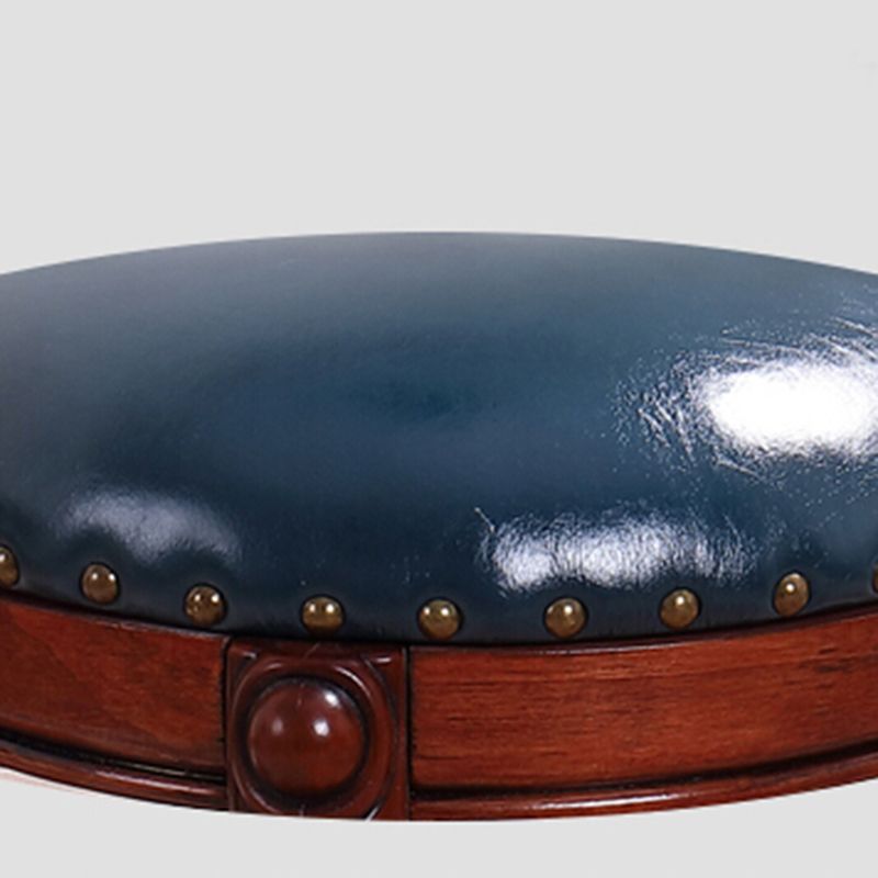 Mid-Century Modern Ottoman Genuine Leather Upholstered Nailhead Trim Round Ottoman Clearhalo 'furn' 'furn_ottomans_poufs' 'Furniture' 'Living Room Furniture' 'Ottomans & Poufs' 'ottomans_poufs' 1200x1200_5e0dd276-fe0d-491d-8231-53cf07f9fe15
