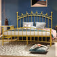 47.24-In High Wire-Grid Open-Frame Bed Luxurious Iron Bed Frame with Headboard Clearhalo 'Bedroom Furniture' 'Beds' 'furn' 'furn_beds' 'Furniture' 1200x1200_5e0fbaf5-88b8-441a-be69-542ff6a16682
