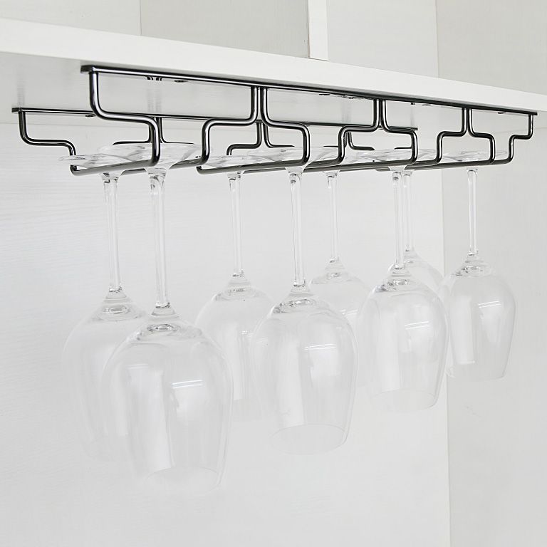 Contemporary Hanging Glass & Stemware Holder Stainless Steel Glass Rack in Black Clearhalo 'furn' 'furn_wine_racks' 'Furniture' 'Kitchen & Dining Furniture' 'Wine Racks' 'wine_racks' 1200x1200_5e112c93-bf0f-450e-946a-539df34867d9