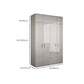 Engineered Wood Armoire Modern Mirrored Grey Wardrobe Closet with Garment Rod