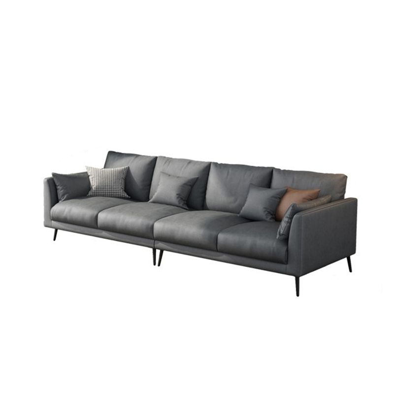 Contemporary Gray Recessed Arm Couch Living Room Faux Leather Sofa Clearhalo 'furn' 'furn_sofas' 'Furniture' 'furniture_sofas' 'Living Room Furniture' 'Sofa' 'sofas' 1200x1200_5e11c90e-68e8-4b61-bf87-d355db82eda1