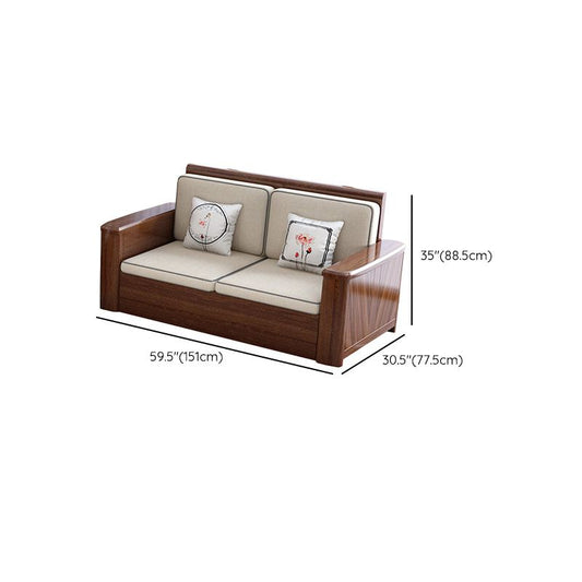 County Style Solid Wood Frame Bank Katoen Blend Sofa en Chaise