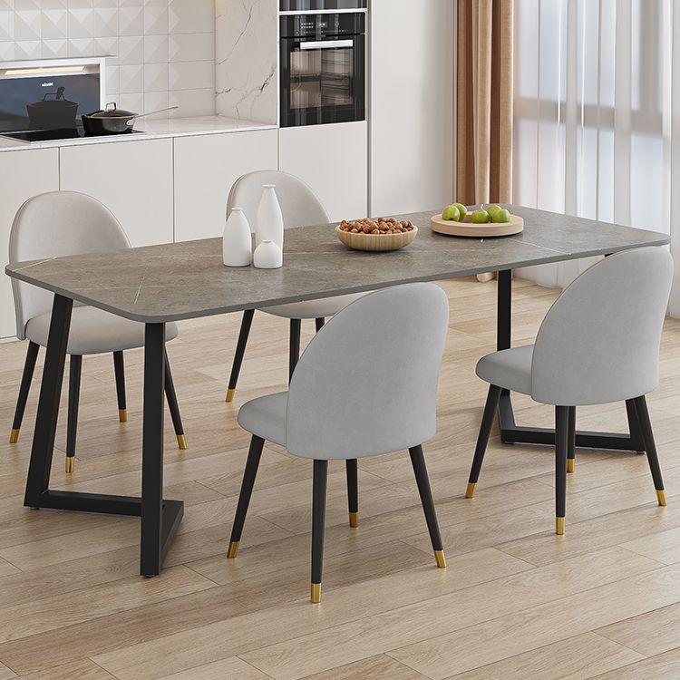 Modern Rectangle Stone Dining Table 1/2/5/7 Pieces Dining Set for Living Room Clearhalo 'Dining Room Sets' 'Dining Tables & Seating' 'dining_room_set' 'furn' 'furn_dining_room_set' 'Furniture' 'Kitchen & Dining Furniture' 1200x1200_5e17d035-a75b-49a2-a1b7-7a95298493fd