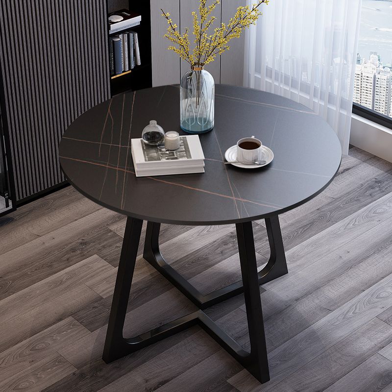 Traditional Luxury Round Dining Room Table Sintered Stone Table with Double Pedestal Clearhalo ' dining_table' 'Dining Tables & Seating' 'Dining Tables' 'furn' 'furn_dining_table' 'Furniture' 'furniture_dining_table' 'Kitchen & Dining Furniture' 'kitchen&dining_furn' 'kitchen' 'kitchen_dining_table' 1200x1200_5e17eb7e-1b9c-4b8d-86c7-0228a4097e56