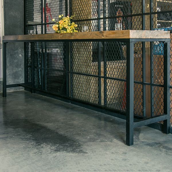 Industriële balktafel Set 1/6 stuks houten balk tafel en voetsteunbarkruk