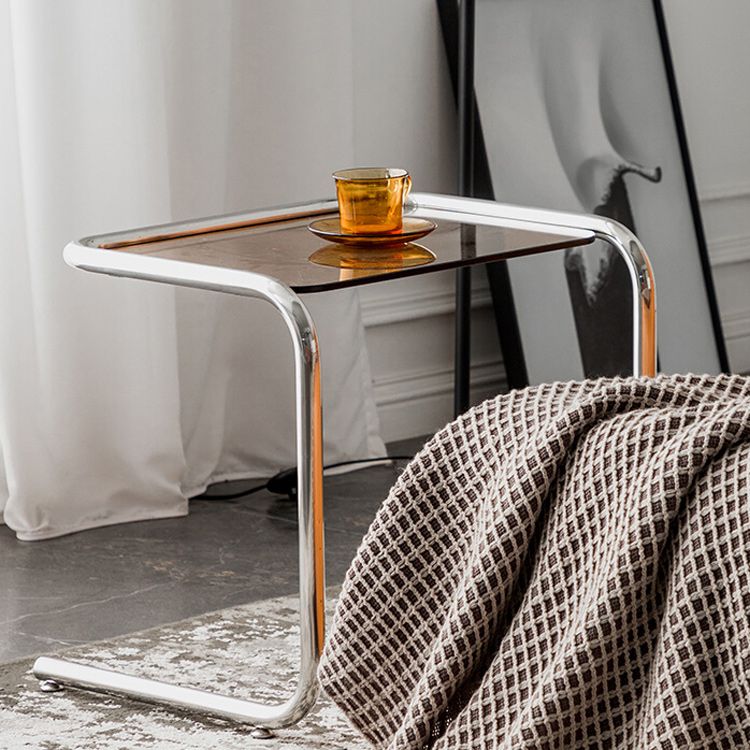 Tavolo da corner in vetro modernistico in vetro in metallo c laterale per soggiorno