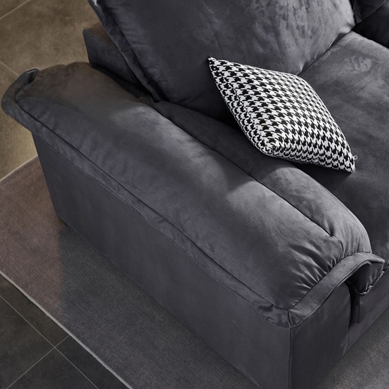 Fabric Pillow Top Arm Sectional 29.53"High Cushion Back Sofa, Black Clearhalo 'furn' 'furn_sectionals' 'Furniture' 'furniture_sectionals' 'Living Room Furniture' 'Sectionals' 1200x1200_5e18d782-aea6-436a-94f0-cd590d7db11b