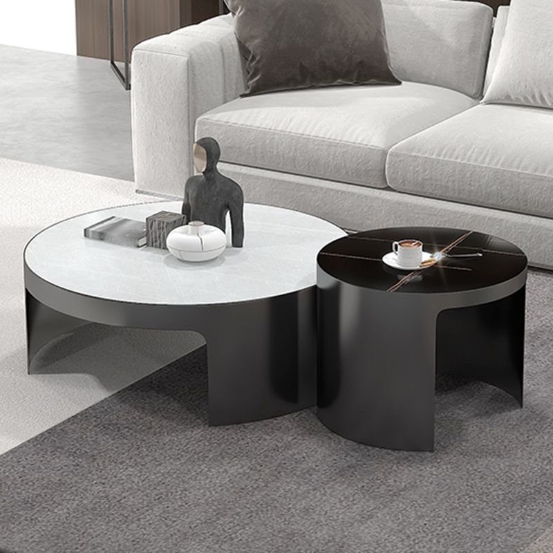 Sled 2 Nesting Coffee Table Contemporary Round Stone Cocktail Table Clearhalo 'Coffee & Accent Tables' 'Coffee Tables' 'coffee_tables' 'furn' 'furn_coffee_tables' 'Furniture' 'Living Room Furniture' 1200x1200_5e1be70a-837f-4ffb-b0eb-83117b79e9d4