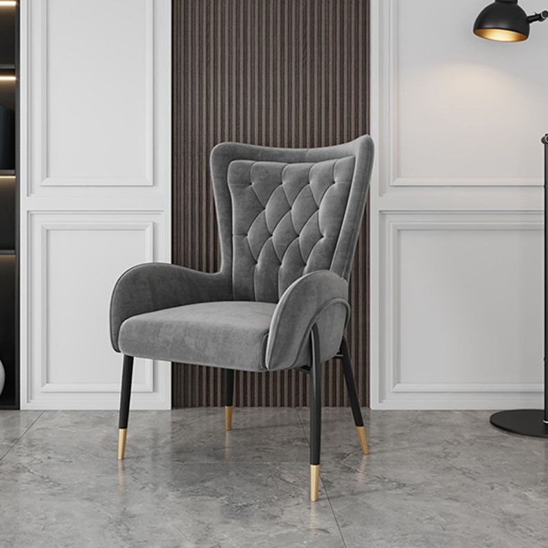 Glam Metal Dining Room Chairs Upholstered Side Arm Chair for Home Use Clearhalo ' kitchen&dining_furn' 'Dining Chairs' 'Dining Tables & Seating' 'dining_chair' 'furn' 'furn_dining_chair' 'Furniture' 'furniture_dining_chair' 'Kitchen & Dining Furniture' 'kitchen' 1200x1200_5e1be831-e992-43d5-a82e-877de7ccb2ef