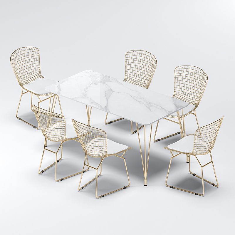 Modern 1/2/5/7 Pieces Dining Furniture Faux Marble Top Rectangle Dining Set for Home Clearhalo 'Dining Room Sets' 'Dining Tables & Seating' 'dining_room_set' 'furn' 'furn_dining_room_set' 'Furniture' 'Kitchen & Dining Furniture' 1200x1200_5e1cb129-c436-4602-8ecf-76d18871408f