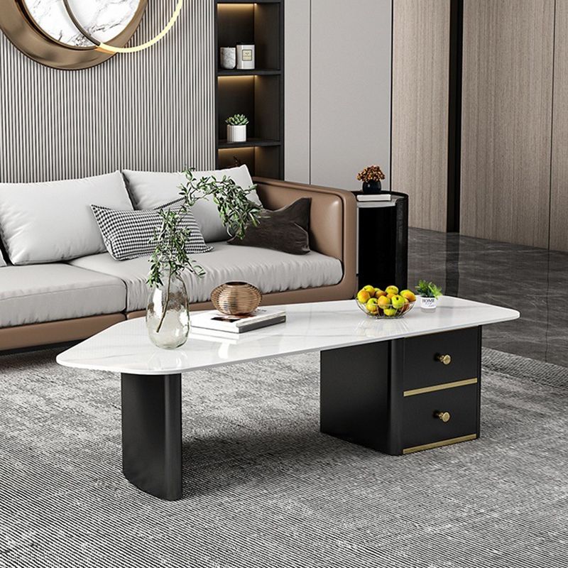 2 - Drawer Irregular Slate Coffee Table 15.7" H 1 Single Coffee Cocktail Table Clearhalo 'Coffee & Accent Tables' 'Coffee Tables' 'coffee_tables' 'furn' 'furn_coffee_tables' 'Furniture' 'Living Room Furniture' 1200x1200_5e1f4dfa-65a2-49f4-b55d-f3bcd70c2678