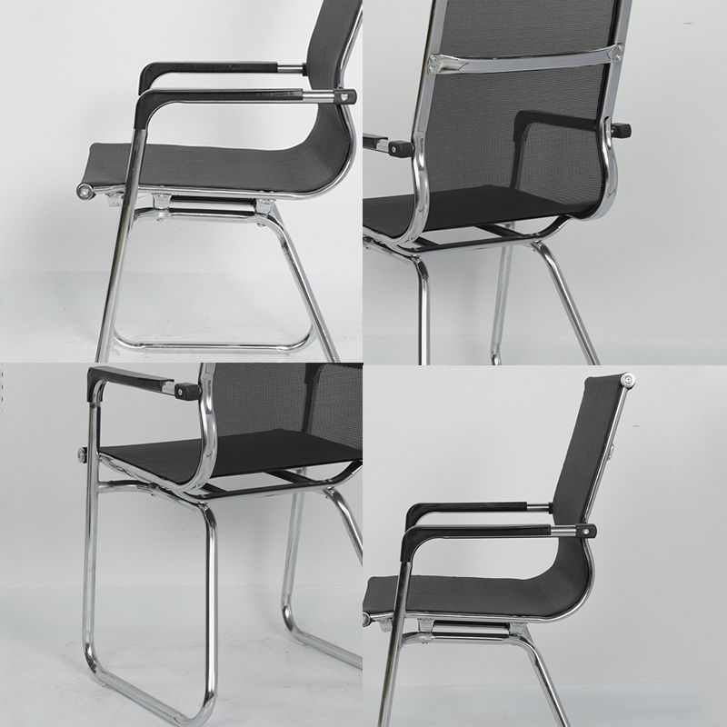 Silver Metal Modern Conference Chair Mid-Back / High Back Mesh and Leather Chair Clearhalo 'furn' 'furn_office_chair' 'Furniture' 'Office Chairs' 'Office Furniture' 'office_chair' 1200x1200_5e1fdeac-9170-43f2-a248-a1e6180893e2