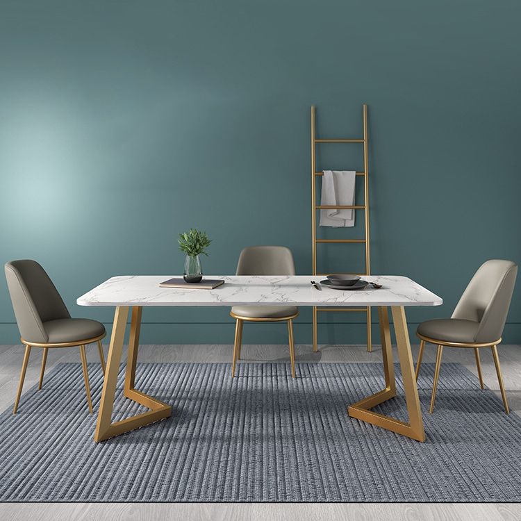 Glam 1/2/4/5 Pieces Iron Dinette Set with Sintered Stone Top Rectangle Dining Table Set Clearhalo 'Dining Room Sets' 'Dining Tables & Seating' 'dining_room_set' 'furn' 'furn_dining_room_set' 'Furniture' 'furniture_dining_room_set' 'Kitchen & Dining Furniture' 1200x1200_5e21a5ff-6927-4786-a759-b7f76a64fad4