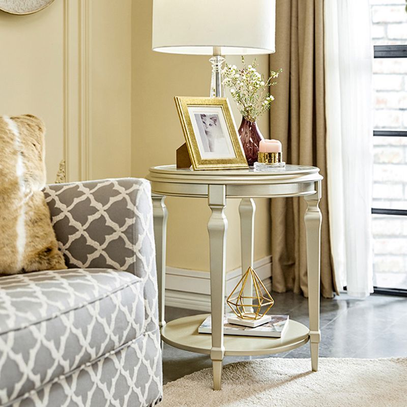 Modernistic Round Double Tier End Table Solid Wood 4 Legs End Table Clearhalo 'Coffee & Accent Tables' 'End & Side Tables' 'end_side_tables' 'furn' 'furn_end_side_tables' 'Furniture' 'Living Room Furniture' 1200x1200_5e220e0f-93b7-4ea8-8ac4-f6812295cc87