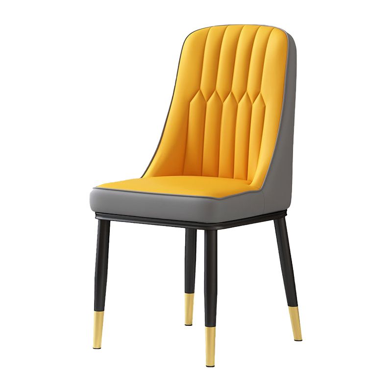 Glam Parsons Dining Side Chair Leather Indoor Dining Chair with Metal Legs Clearhalo 'Dining Chairs' 'Dining Tables & Seating' 'dining_chair' 'furn' 'furn_dining_chair' 'Furniture' 'furniture_dining_chair' 'Kitchen & Dining Furniture' 1200x1200_5e22420e-5a88-4f58-bb62-00bfb4da4162