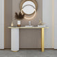 14 inch Wide Glam Console Table Oval Stone Stain Resistant Accent Table for Hall