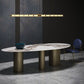 SinteredStoneTop Dining Table Luxury Oval Gold Metal Base Table
