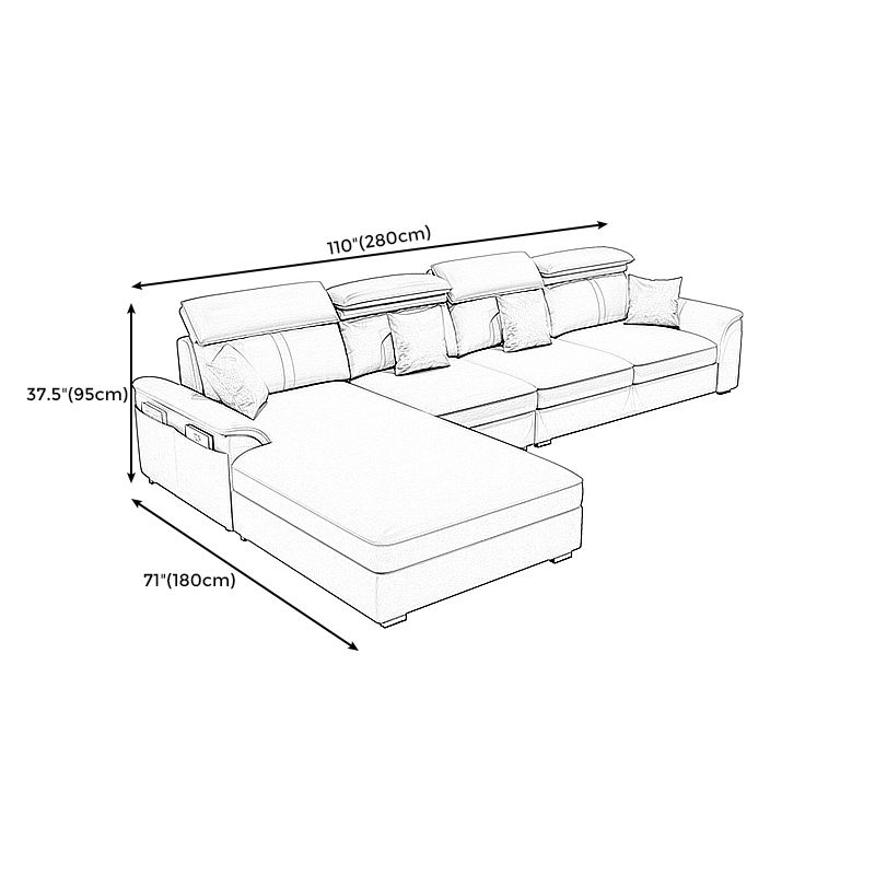 Modern Pillow Top Arm Sofa with Adjustable Bolster Pillows and Storage Bag Clearhalo 'furn' 'furn_sectionals' 'Furniture' 'furniture_sectionals' 'kitchen' 'kitchen_sectionals' 'Living Room Furniture' 'Sectionals' 1200x1200_5e24103e-24aa-4f2a-b845-acf880859a78