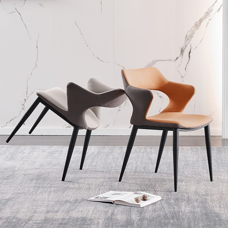 Contemporary Faux Leather Arm Chair Matte Finish Open Back Dining Chair Clearhalo ' kitchen&dining_furn' 'Dining Chairs' 'Dining Tables & Seating' 'dining_chair' 'furn' 'furn_dining_chair' 'Furniture' 'furniture_dining_chair' 'Kitchen & Dining Furniture' 'kitchen' 1200x1200_5e250049-c34c-444f-beda-8e08c59a7337