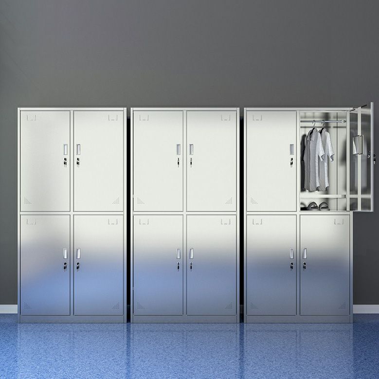 Silver Storage Cabinet with Hinged Doors Contemporary Steel Indoor Cabinet Clearhalo 'Armoires & Wardrobes' 'armoires_wardrobes' 'Bedroom Furniture' 'furn' 'furn_armoires_wardrobes' 'Furniture' 1200x1200_5e2528fe-7ad1-458f-8ac7-d7da05597116