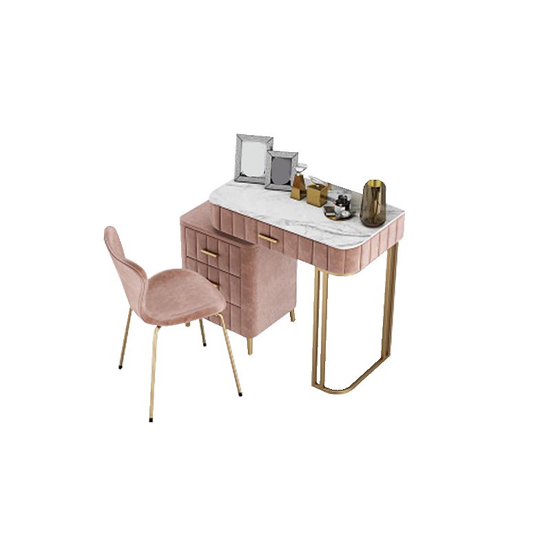 5-Drawers Vanity Makeup Table Set Vanity Stool with Wood Accent Clearhalo 'Bedroom Furniture' 'furn' 'furn_makeup_vanities' 'Furniture' 'Makeup Vanities' 'makeup_vanities' 1200x1200_5e25ab11-4b2c-42e3-b1a7-b8b0ee4ab47b
