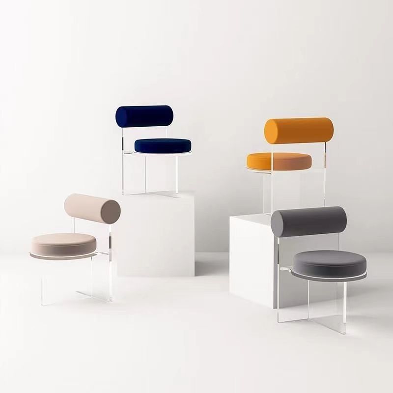 Silla lateral de comedor tapizada y acrílica contemporánea para el hogar