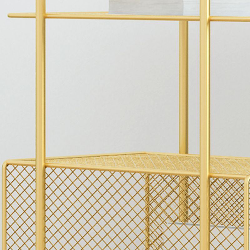 Open Storage Glam Accent Table Nightstand Antique Finish Bed Nightstand