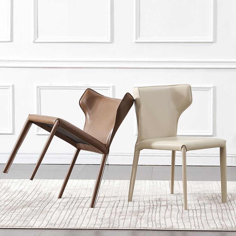 Modern Style Leather Dining Side Chair Wingback Side Chair for Restaurant Use