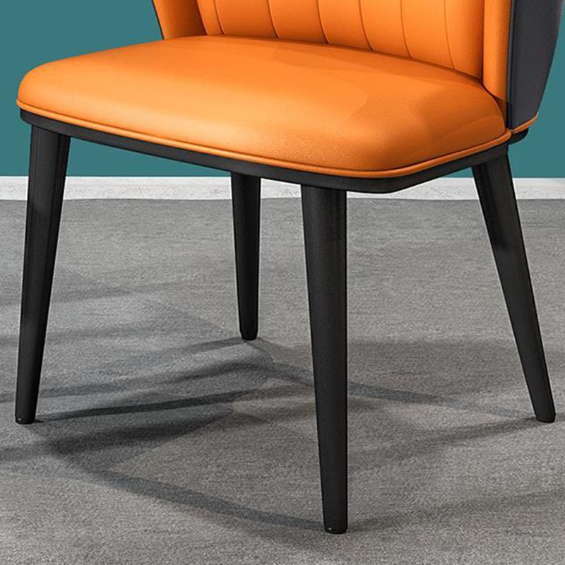 Sillas de comedor de cuero modernas de cuero con ala silla lateral de comedor sin brazo