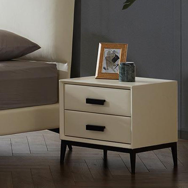Contemporary Leather Accent Table Nightstand 18.11" Tall 2 Drawers Bed Nightstand Clearhalo 'Bedroom Furniture' 'furn' 'furn_night_stand' 'Furniture' 'night_stand' 'Nightstands' 1200x1200_5e273aad-b6c4-47a2-b6df-405305eb51e5