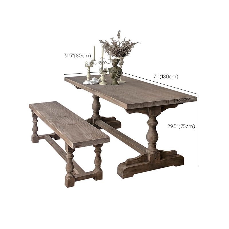 Rectangle Trestle Dining Table Medieval Modern Style Wood Table for Dining Room