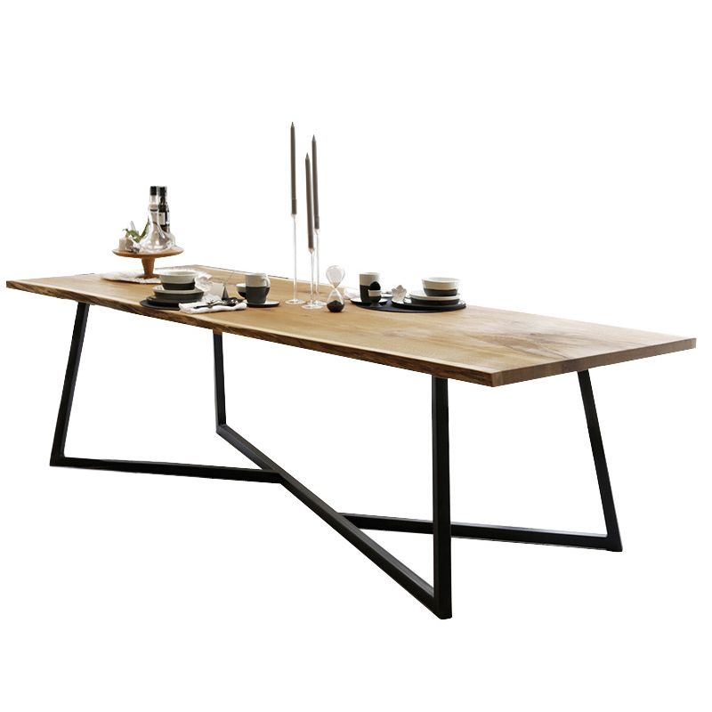 Rectangle Trestle Base Industrial Dining Table Solid Wood Fixed Table for Home Clearhalo ' dining_table' 'Dining Tables & Seating' 'Dining Tables' 'furn' 'furn_dining_table' 'Furniture' 'furniture_dining_table' 'Kitchen & Dining Furniture' 'kitchen&dining_furn' 'kitchen' 'kitchen_dining_table' 1200x1200_5e2a7918-d26f-421c-8e50-a69c18a5db64