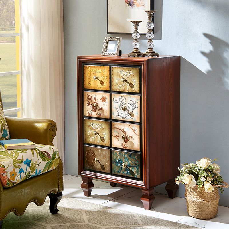 Cassettiera verticale tradizionale in legno per camera da letto, con cassetti