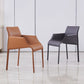 Sillas de comedor de brazo de cuero sintética y silla lateral gris oscuro