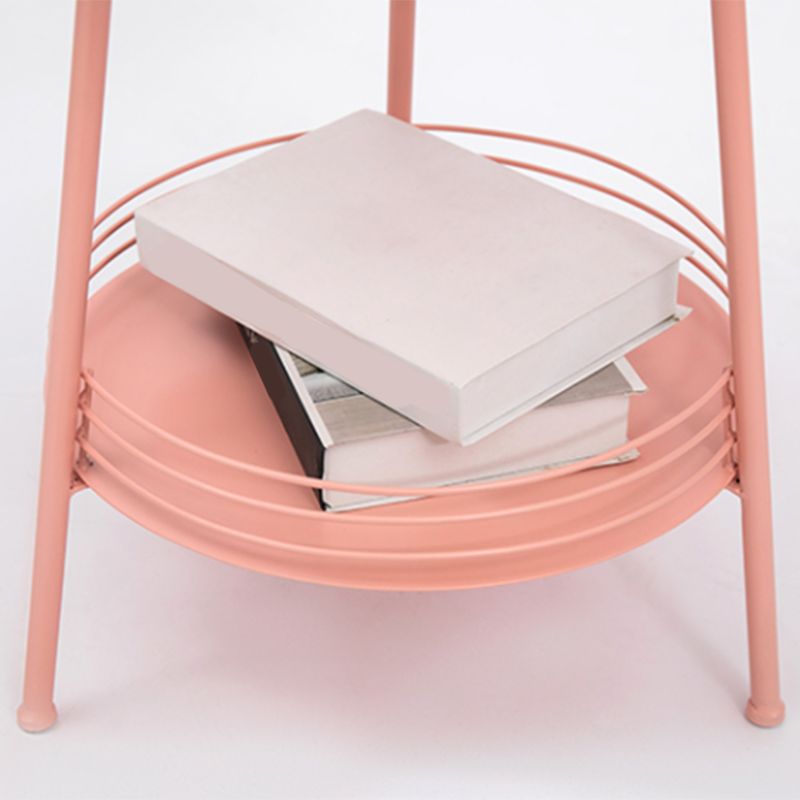 Mid-Century Metal Round Tray Top Side Table 21.6-inch 3 Legs End Table with Shelf