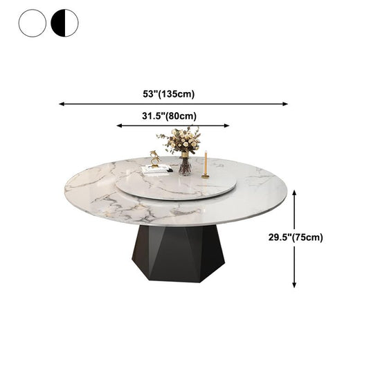 Marble Round Dining Table Contemporary Style Dining Site Table with Turntable Clearhalo 'Dining Tables & Seating' 'Dining Tables' 'dining_table' 'furn' 'furn_dining_table' 'Furniture' 'Kitchen & Dining Furniture' 1200x1200_5e2e0b93-6850-40fd-8a86-345821e5fcad