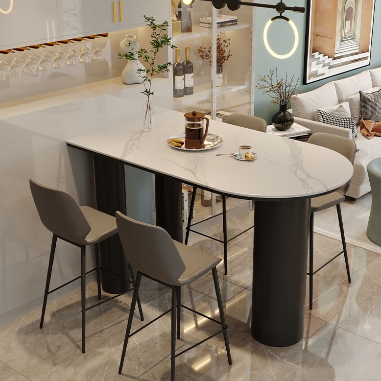 White Stone Top Counter-height Pub Table Contemporary Legs Bar Dining Table Clearhalo 'Bar Furniture' 'Bar Tables' 'bar_tables' 'furn' 'furn_bar_tables' 'Furniture' 'Kitchen & Dining Furniture' 1200x1200_5e2e59b4-5a47-45cf-a1f0-1b4971a8cd7f