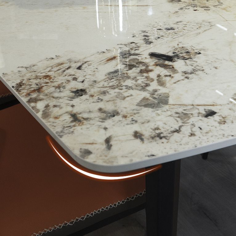 Rectangle Stone Top Dining Table Contemporary Dining Table with 4 Legs in Black Clearhalo 'Dining Tables & Seating' 'Dining Tables' 'dining_table' 'furn' 'furn_dining_table' 'Furniture' 'furniture_dining_table' 'Kitchen & Dining Furniture' 1200x1200_5e2f83bf-42e2-4236-9721-426974416b11