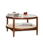 Tropical Round Cocktail Table Glass Top Coffee Cocktail Table with Storage