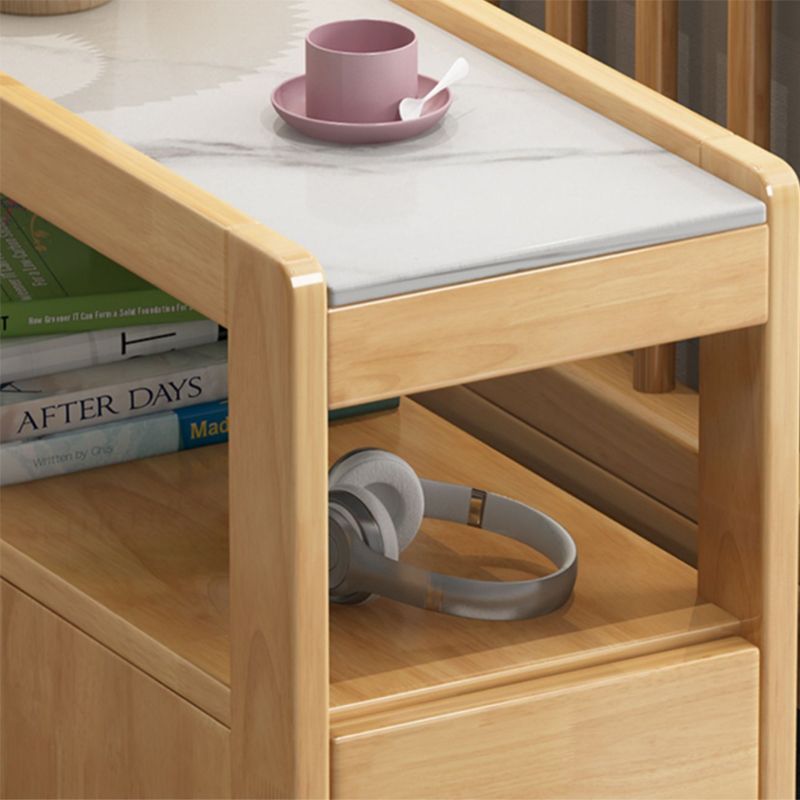 Mesa auxiliar de la sala de estar Madera maciza con mesa de esquina rectangular de almacenamiento