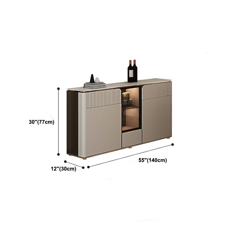 Glam Style Buffet Sideboard White Sintered Stone Top Server with Door and Drawer Clearhalo 'buffet_sideboard' 'Buffets & Sideboards' 'furn' 'furn_buffet_sideboard' 'Furniture' 'Kitchen & Dining Furniture' 1200x1200_5e344efa-2660-4328-b27f-6ac45b618819