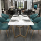 Rectangle Trestle Dining Table Glam Faux Marble Table for Dining Room Kitchen