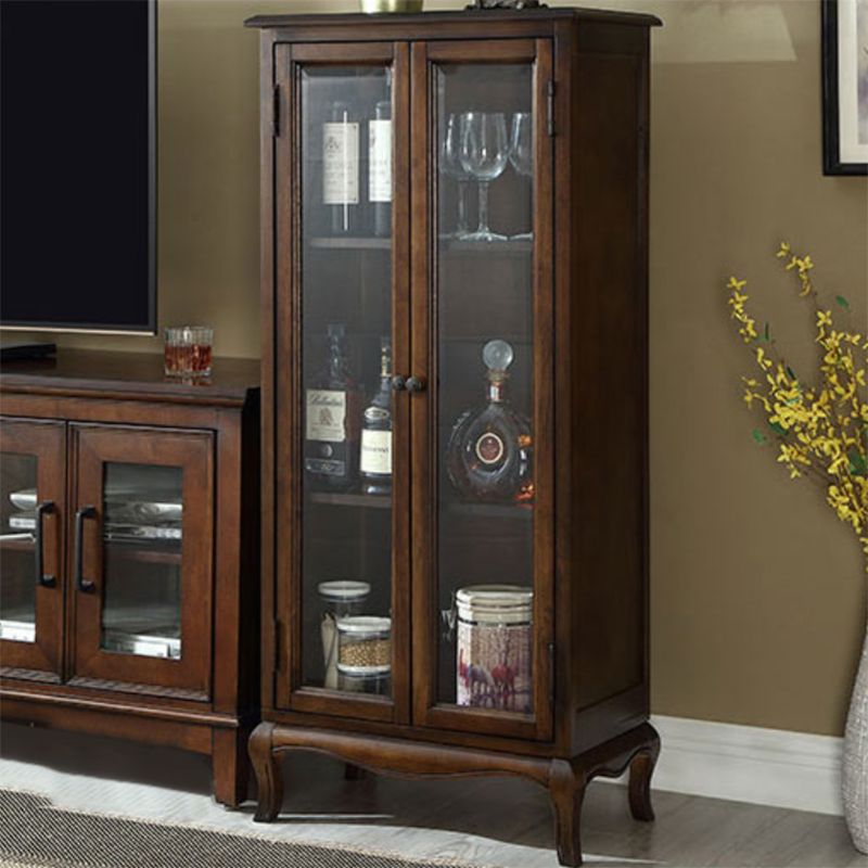 Mid-Century Modern Display Stand Rubberwood Display Cabinet with Doors for Dining Room Clearhalo 'Display & China Cabinets' 'display_china_cabinets' 'furn' 'furn_display_china_cabinets' 'Furniture' 'Kitchen & Dining Furniture' 1200x1200_5e36c6d9-bf07-473e-8c94-44c96122d952
