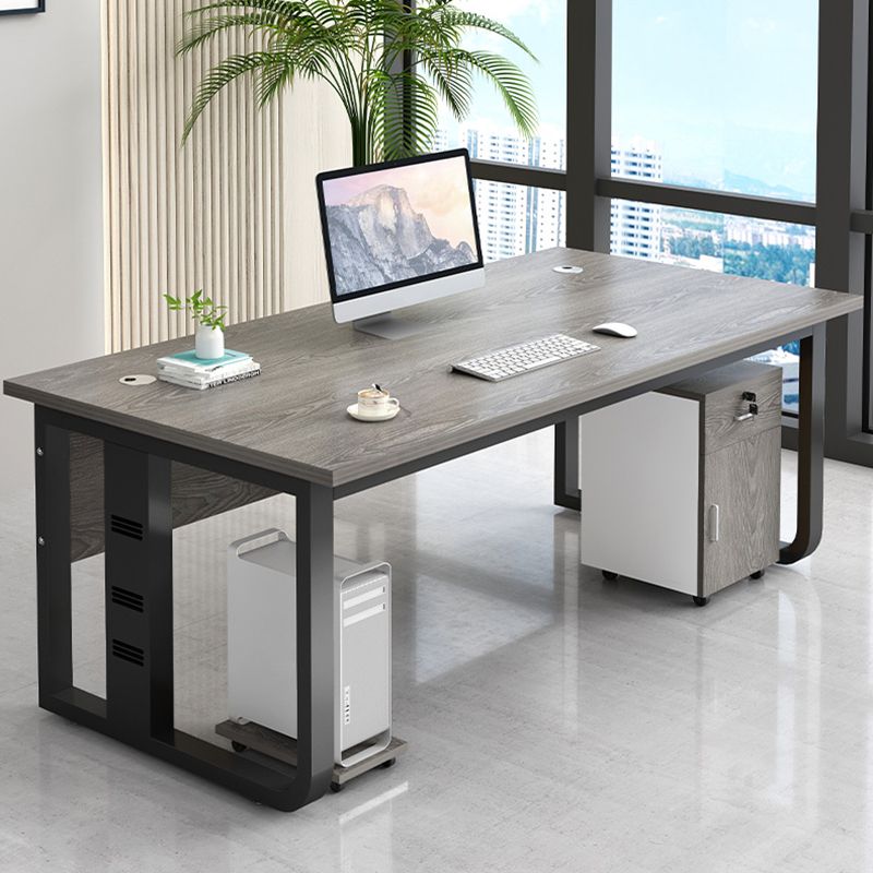 Madera de mesa de escritura de oficina rectangular con 2 patas en gris/marrón