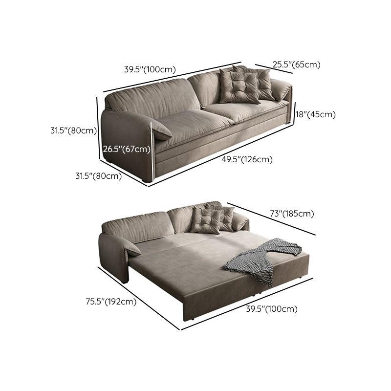 Divano letto scandinavo in tessuto in tessuto grigio dormiente con scatola