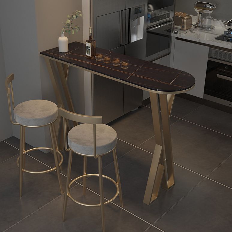 Traditional Luxury Bar Table Stone Top Bar Dining Table with Sled Base Clearhalo 'Bar Furniture' 'Bar Tables' 'bar_tables' 'furn' 'furn_bar_tables' 'Furniture' 'furniture_bar_tables' 'Kitchen & Dining Furniture' 1200x1200_5e3acb2c-38a6-414c-bc4f-75c1430f1482