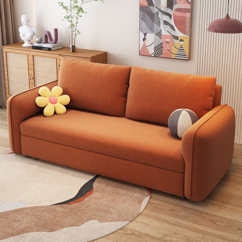Divano letto convertibile contemporaneo di divano con cuscini in arancione