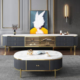 Console TV contemporanea con portaoggetti, supporto TV per console multimediale a 4 cassetti